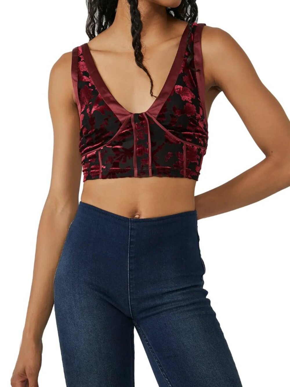 Free People Intimately magic hour cami midnight combo crushed velvet burnout